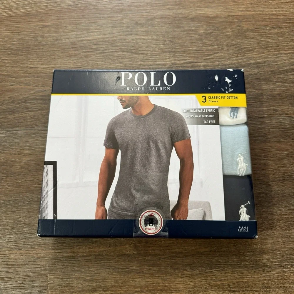 NWT Polo Ralph Lauren 3 Classic Fit Cotton Crews‎ Multicolor Men's Sz M